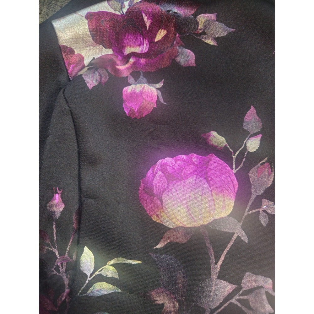 En Focus Studio 16W Dark Romantic Floral Halter High Low Metallic Satin Dress - Picture 10 of 10